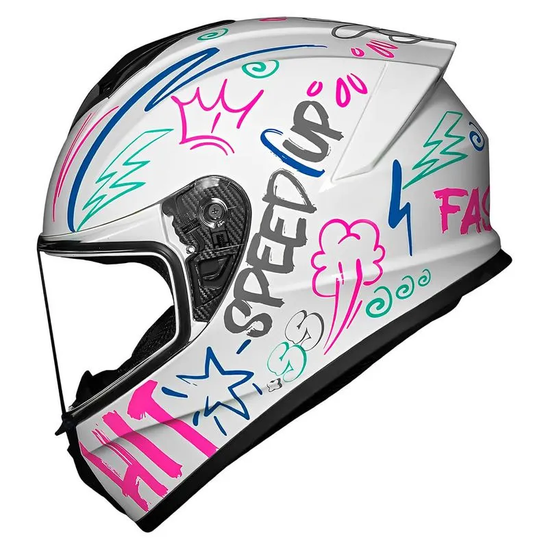 Capacete Race Tech Hit Faster Branco Roxo 56