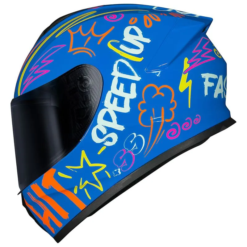 Capacete Race Tech Hit Faster Azul Amarelo 62