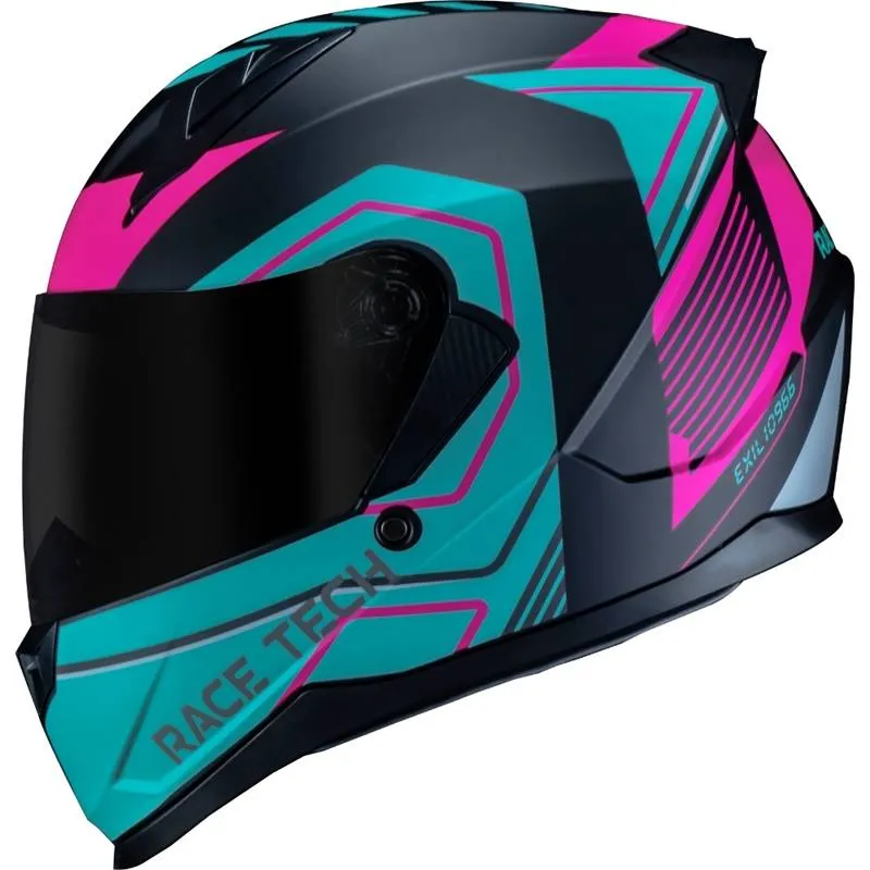 Capacete Race Tech Sector Exilio - Preto/azul/rosa