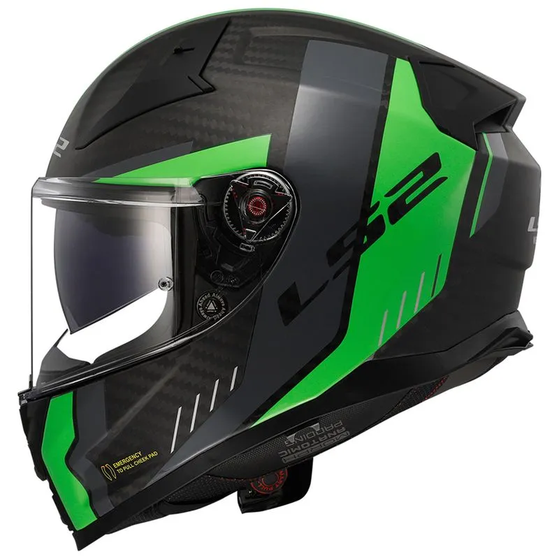 Capacete Original LS2 FF811 Vector 2 Carbon Grid Fluo Fosco Verde 62