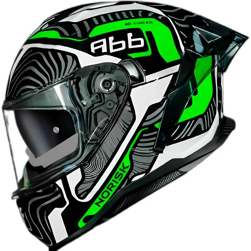 Capacete Original Norisk Strada 2 Fusion Branco Preto Verde 58
