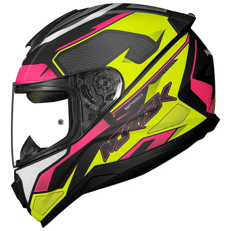 Capacete Fechado Norisk Razor Speedmax Fosco Preto Amarelo Rosa 56
