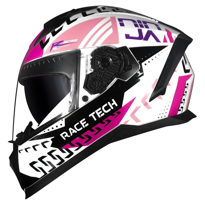 Capacete Fechado Race Tech Volt Ninja Branco Rosa 58