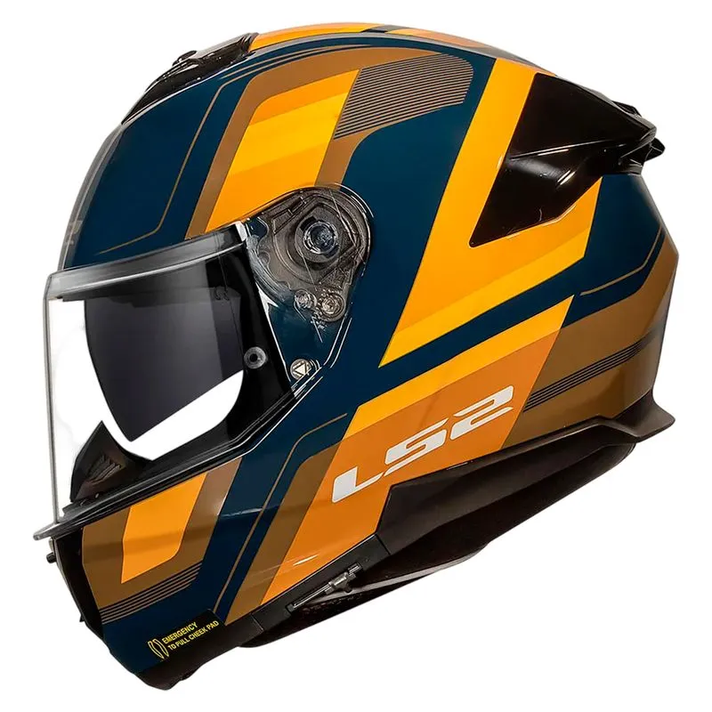 Capacete Original LS2 FF808 Stream 2 Vintage Azul Laranja 56