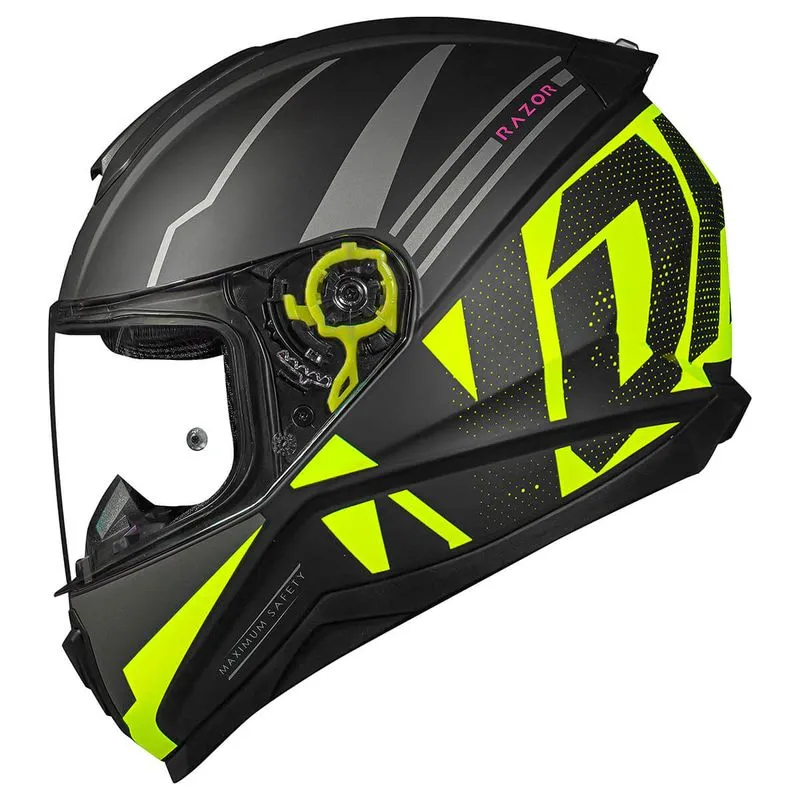 Capacete Original Norisk Razor Full Preto Amarelo Fosco 58