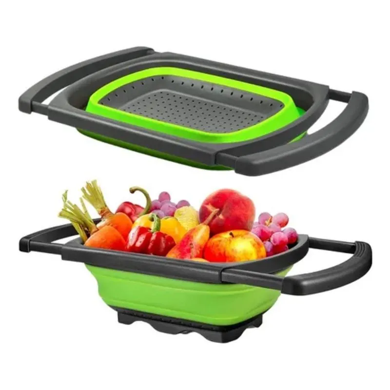 Escorredor De Pia Para Alimentos Retratil Silicone Ajustavel