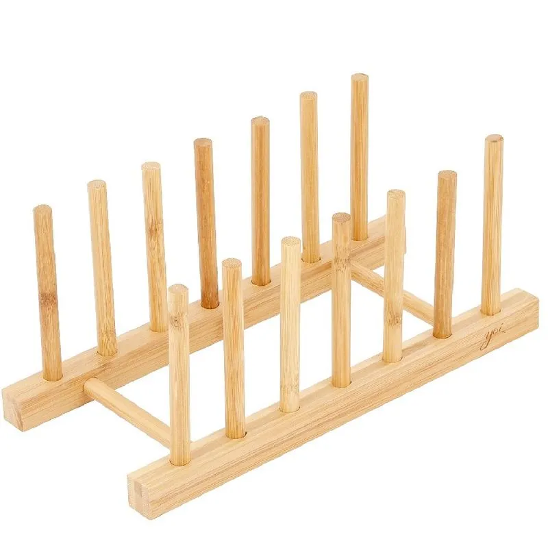 Escorredor Suporte De Bambu Display Porta 6 Pratos