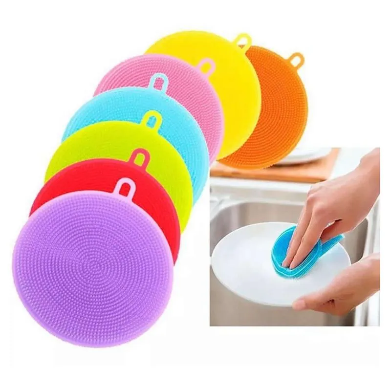 Kit 2un Esponja De Silicone Anti-bacteriana Louças E Legumes
