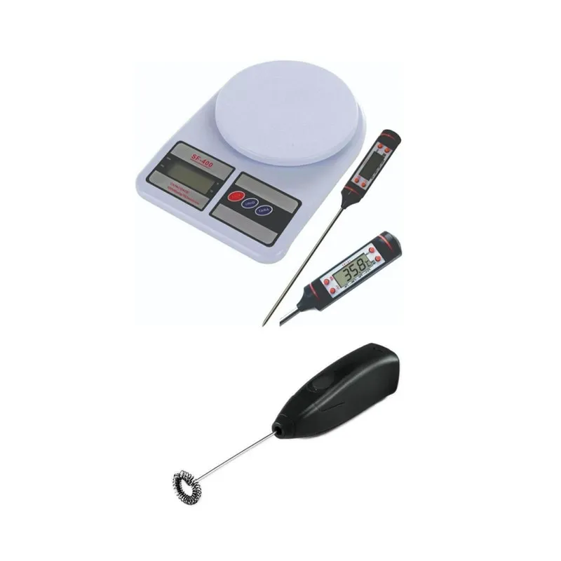 Kit Culinário Balança +Batedor + Termômetro Digital