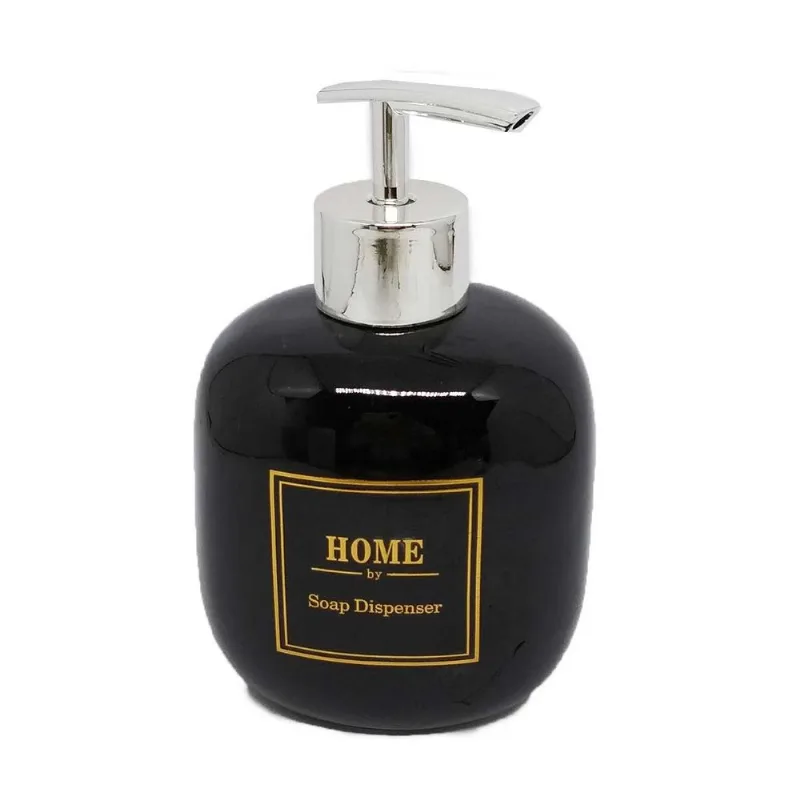 Porta Sabonete Líquido 14cm em Porcelana Amigold-Preto