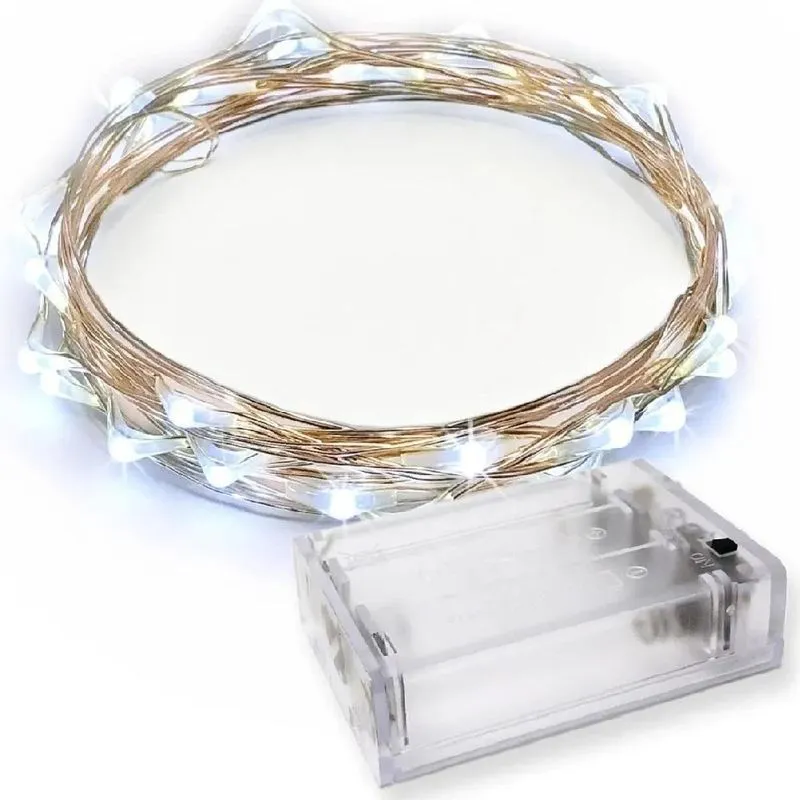 Fio Fada Cordão 20 Luz Led Plástico 2 Metros Pilhas Branco