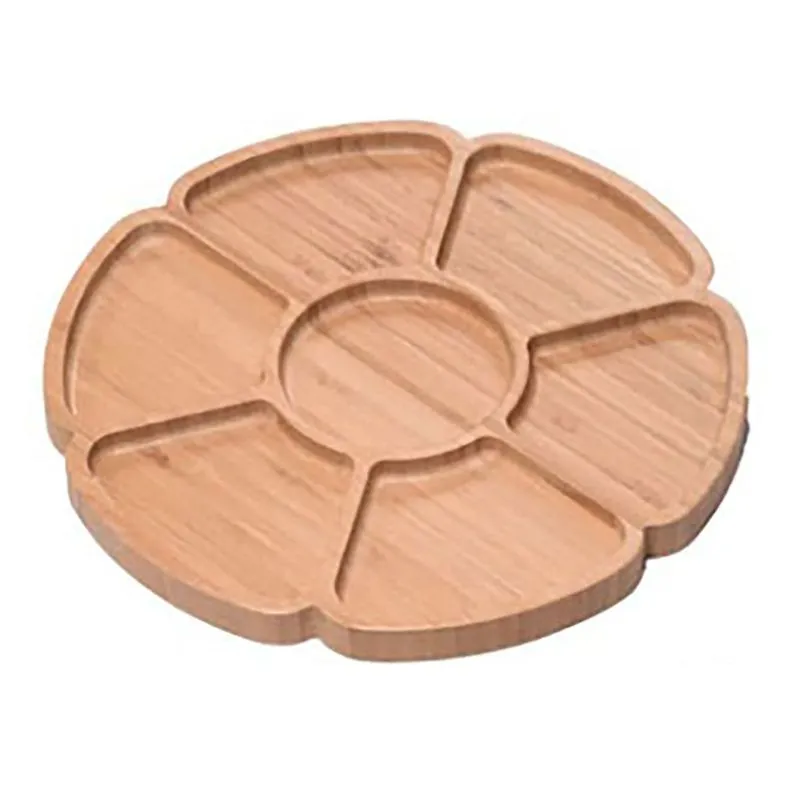 Petisqueira Tábua De Bambú Travessa De Petisco Redonda 24,5 Cm