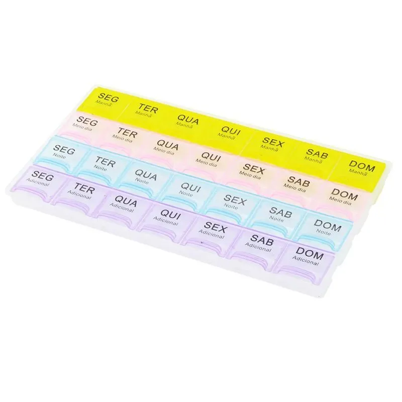 Porta Comprimidos Medicamento Grande Colorido Semanal