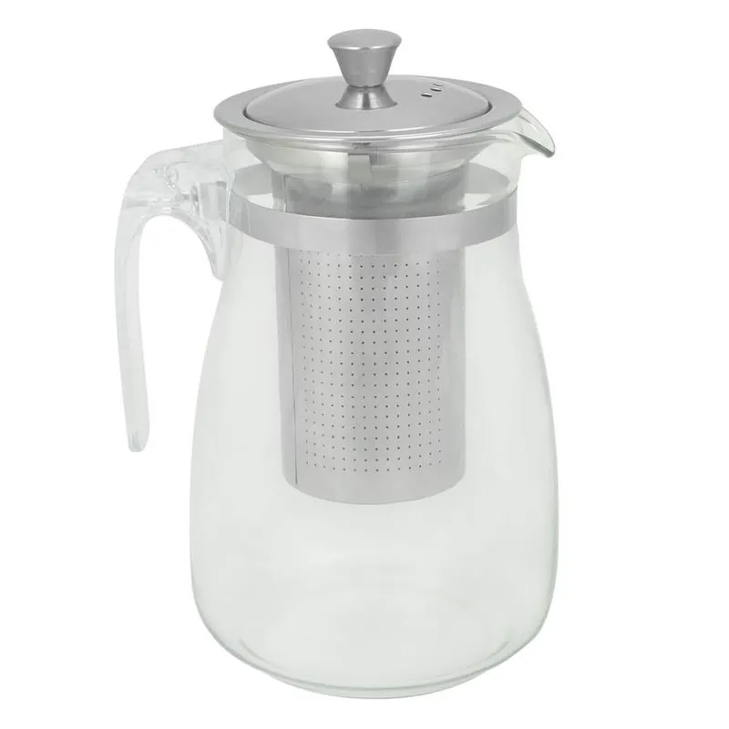 Jarra Bule De Vidro Com Infusor E Tampa De Aço Inox 900ml