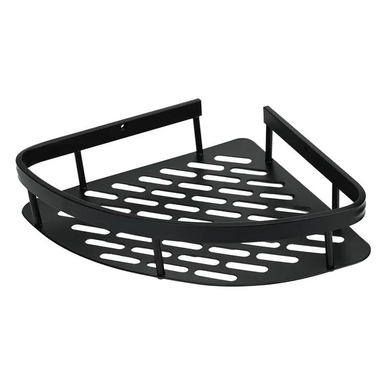 Suporte Multiuso De Canto Banheiro E Cozinha Preto Fosco