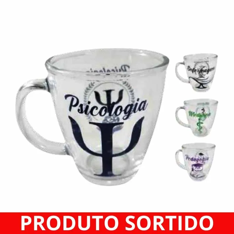 Caneca Vidro 380ml Profissões 5946 Amigold - UN