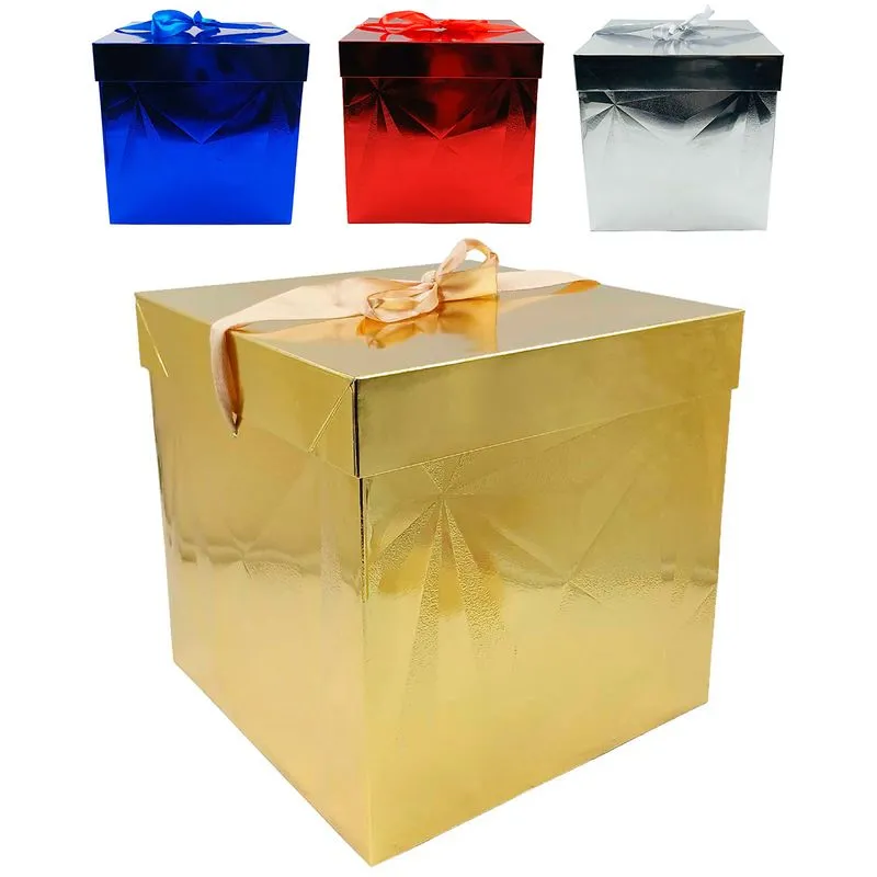 Caixa P/ Presente Metalizada 22x22cm em Papel Amigold - SORTIDOS