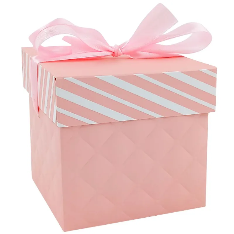 Caixa P/ Presente Color 10x10cm em Papel Amigold-Rosa