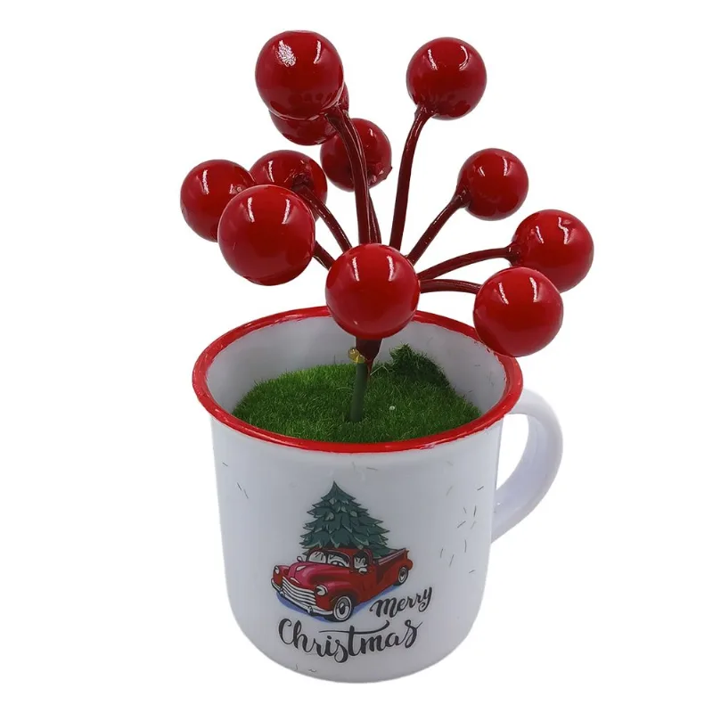 Enfeite Árvore Natalina na Caneca 10cm em Plástico Amigold-Modelo 1