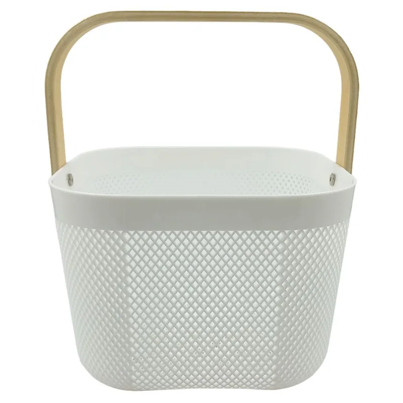 Cesto Organizador C/ Alça 24x17cm em Plástico Amigold-Branco