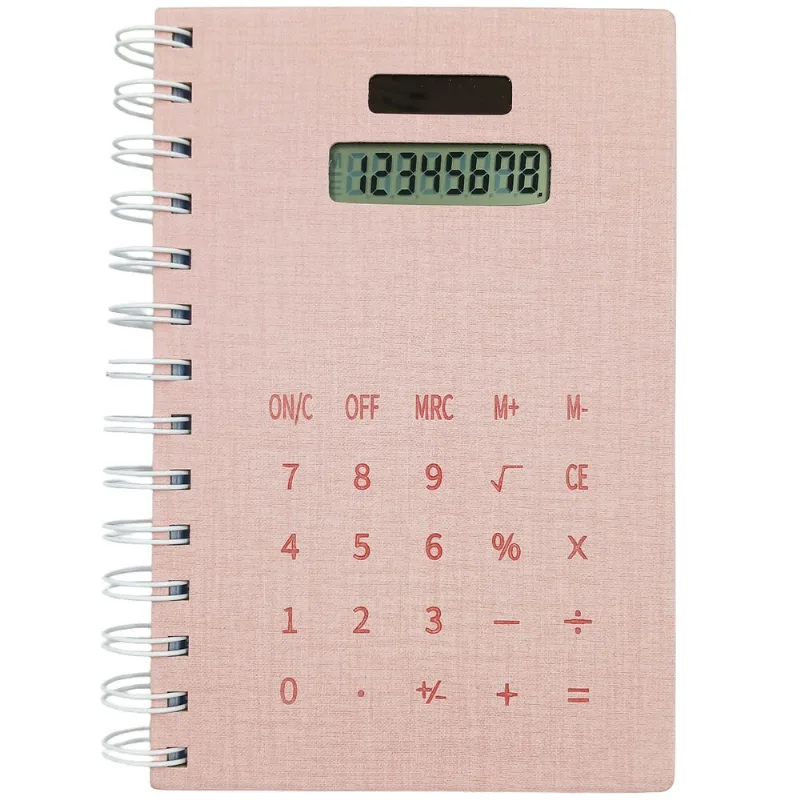 Caderno de Anotação C/Calculadora 13x18cm em Papel Amigold-Rosa