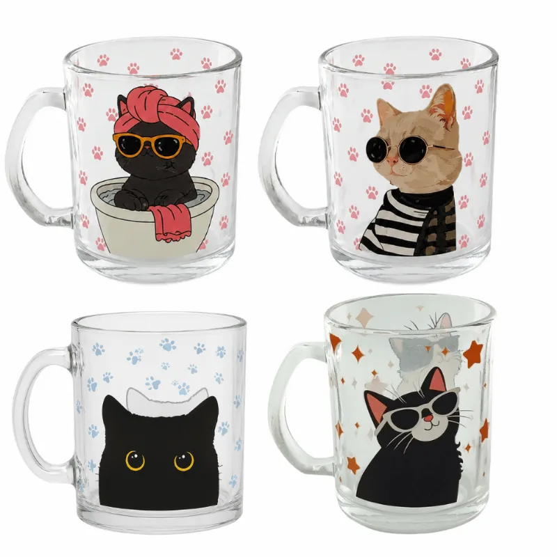 Caneca Gatinhos em Vidro - Modelos Sortidos - Amigold