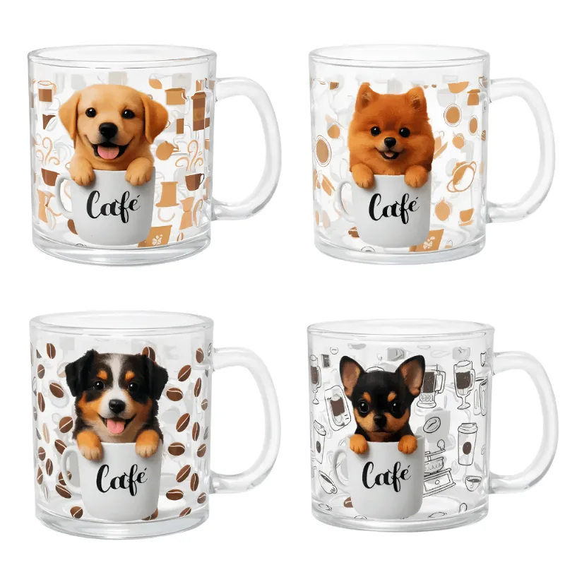 Caneca Cachorrinhos em Vidro - Modelos Sortidos - Amigold