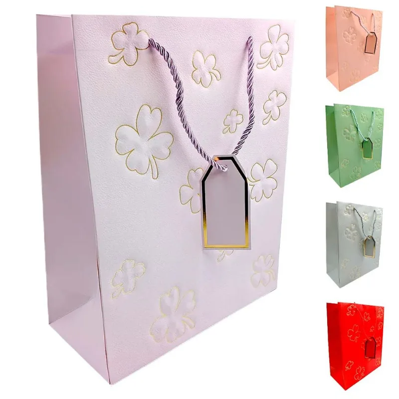 Sacola P/ Presente Trevo 32x12cm em Papel Amigold