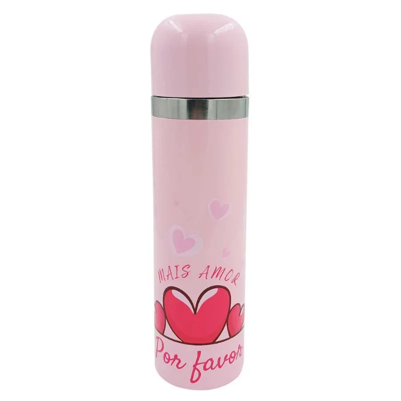 Garrafa Térmica C/ Alça 440ml em Aço Inox Moment-Rosa