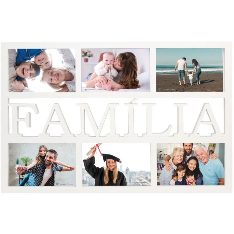 Porta Retrato Família 6 Fotos Branco CB1209 - Moment