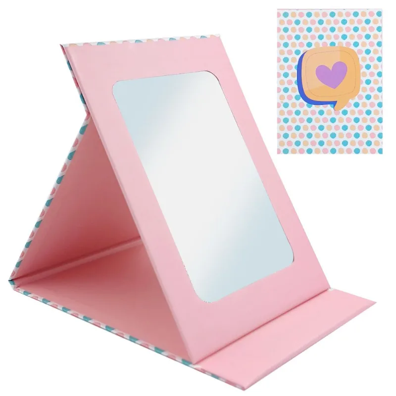 Espelho de Mesa Estampado 15x21cm em Papelão Moment- ROSA