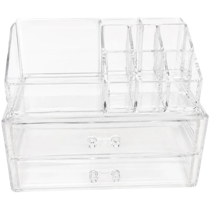 Organizador Pessoal com 9 Divisórias e 2 Gavetas 19x10x16cm - Platina