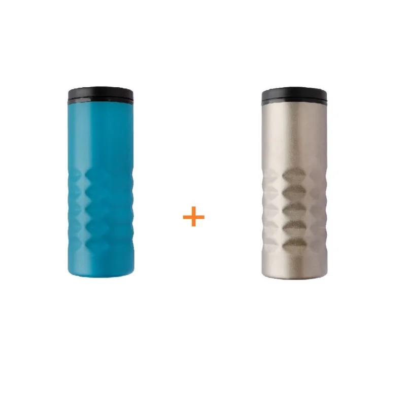 Kit Com 2 Garrafas Parede Dupla Inox 450ml Quente e Gelado