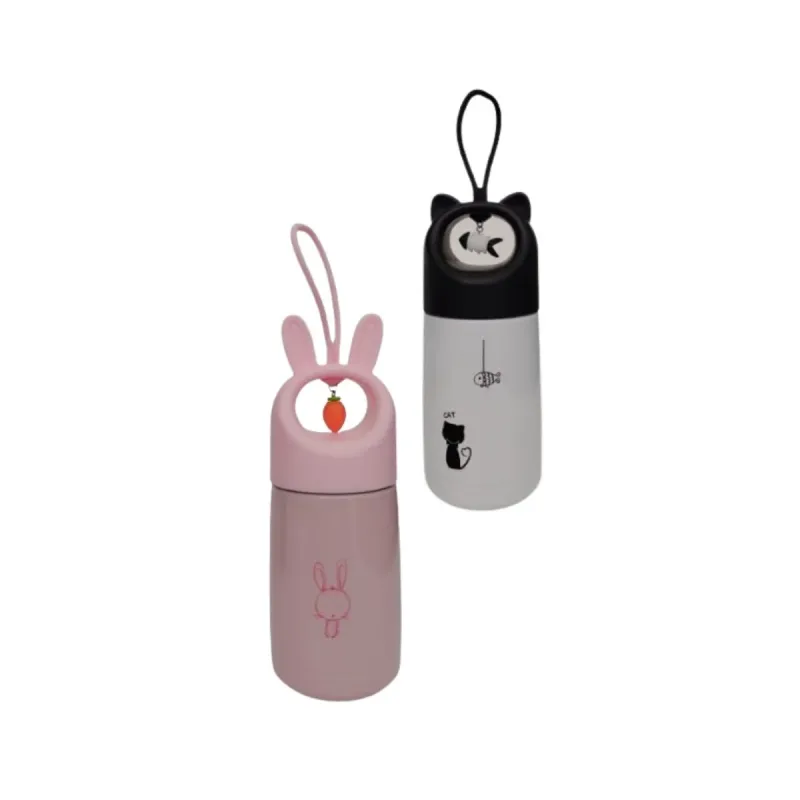 Garrafa Bichinhos Infantil 330ml Aço Inox 7,5x7,5x17,5cm