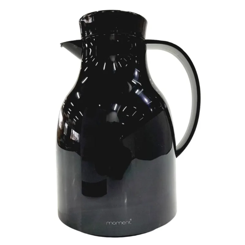 Garrafa Térmica Plástica Ampola de Vidro Preto 1L - Moment