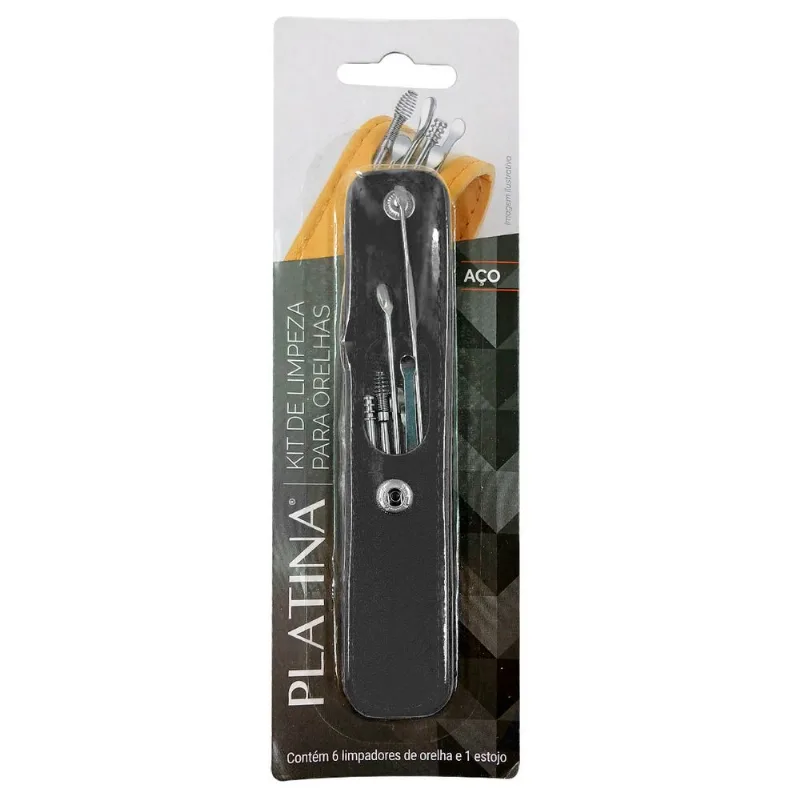 Kit Limpeza P/ Orelhas 6 Peças em Metal Moment-Preto