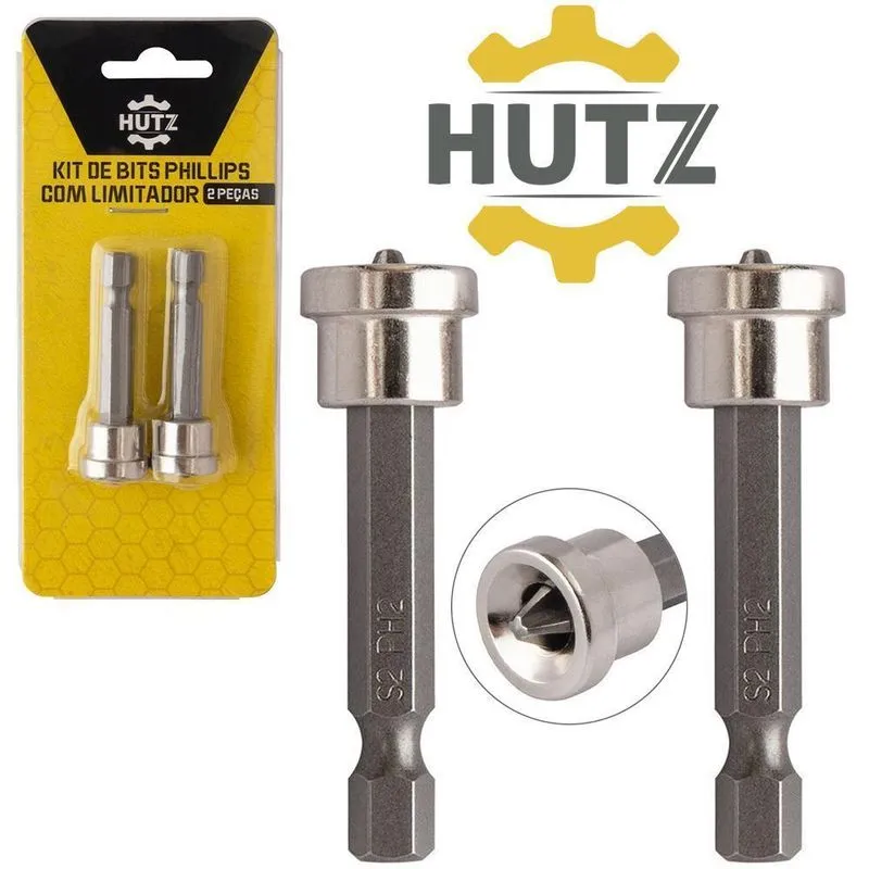 Jogo Bits Phillips Limitador Parafusadeira Hutz 2 Pecas Ph2