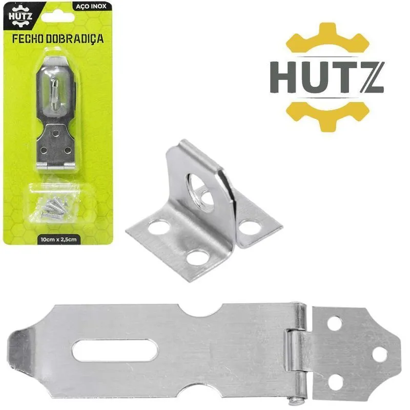 Fecho Dobradica De Aco Cadeado Hutz 10x2,5cm