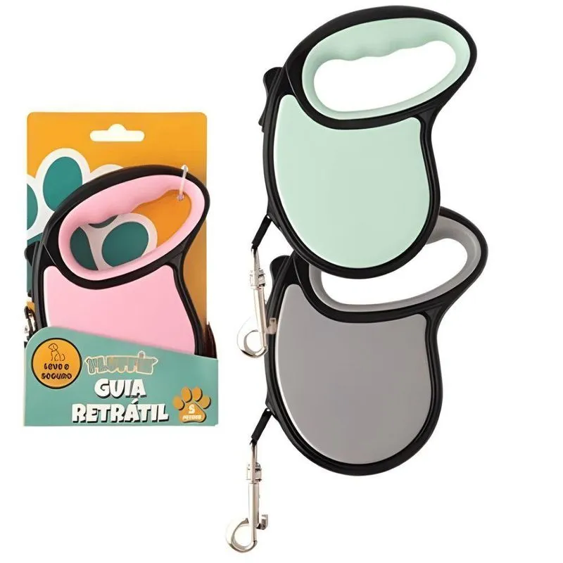 Guia Retrátil Para Pet Fluffie Cb3155 Para Cães De Pequeno E Médio Porte Preto 3m 01 Unidade