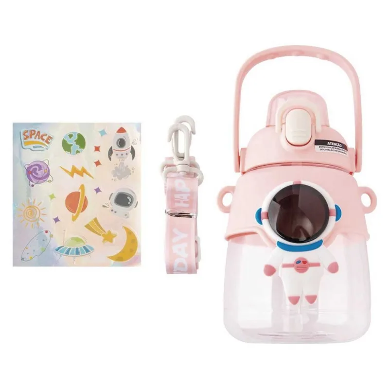 Garrafa Astronauta C/ Alça 1100ml em Plástico Weeze-Rosa