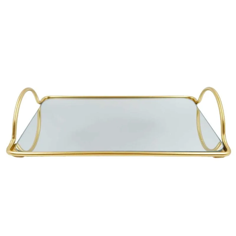 Bandeja Espelhada Decorativa 25cm em Metal Moment