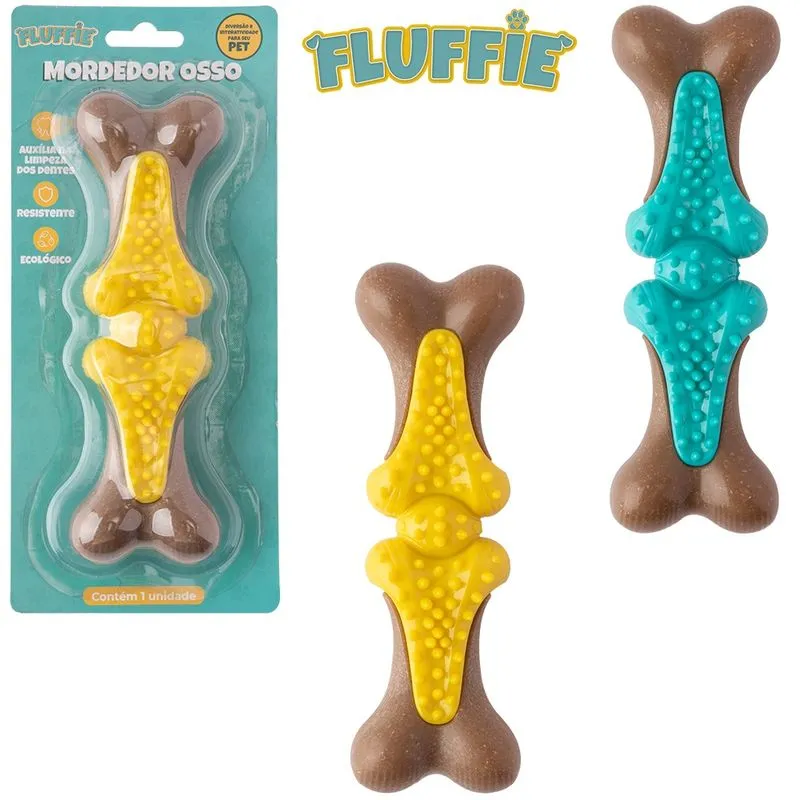 Brinquedo mordedor para cachorro osso de plástico fluffie
