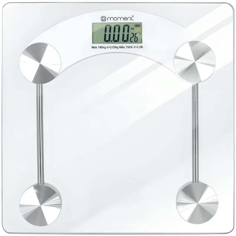 Balança Eletrônica Até 180kg Base De Vidro Moment (clink)