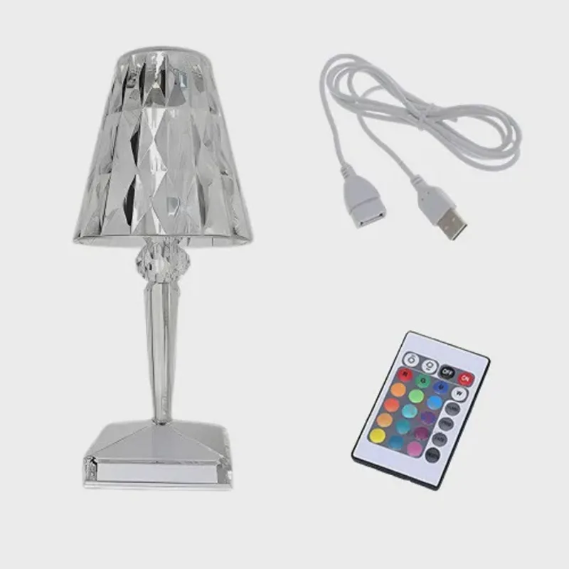 Luminária Abajur Led Touch Acrílico Recarregável USB Controle de Cores