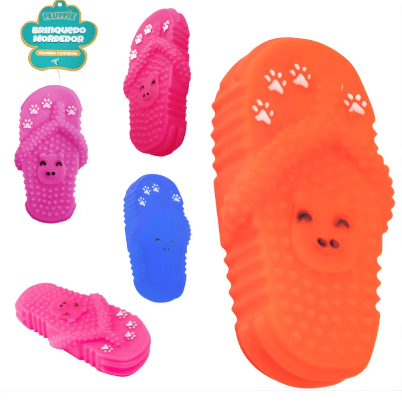 Mordedor Pet Vinil Chinelo - Modelos Sortidos - Fluffie