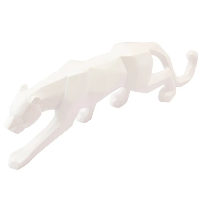 Onça Geométrica Decorativa 24,5x8cm em Resina Clink-Branco