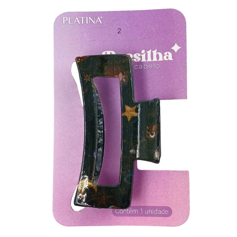 Prendedor de Cabelo 8cm em Plástico Moment-Preto