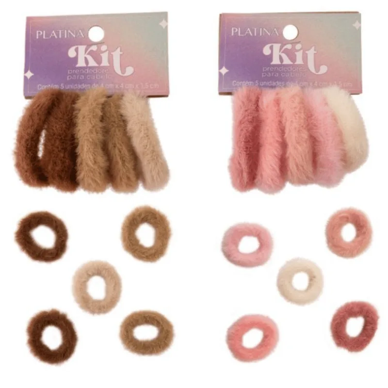 Kit c/ 5 Prendedores p/ Cabelo - Cores Sortidas - Platina