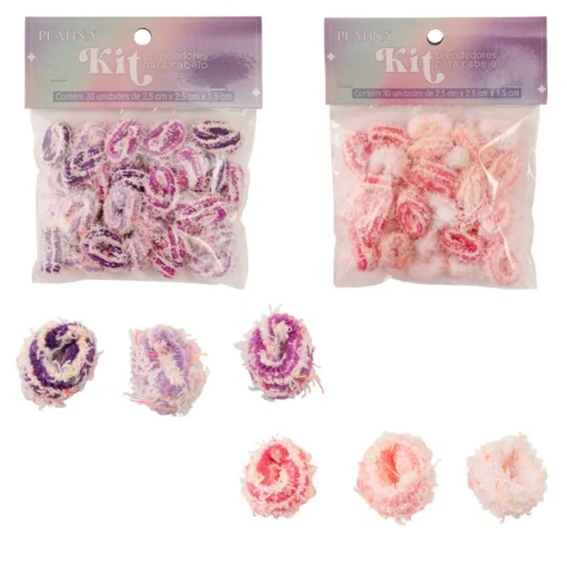 Kit de Prendedores de Cabelo com 30 Peças 2,5x2,5x1,5cm - Cores Sortidas - Platina