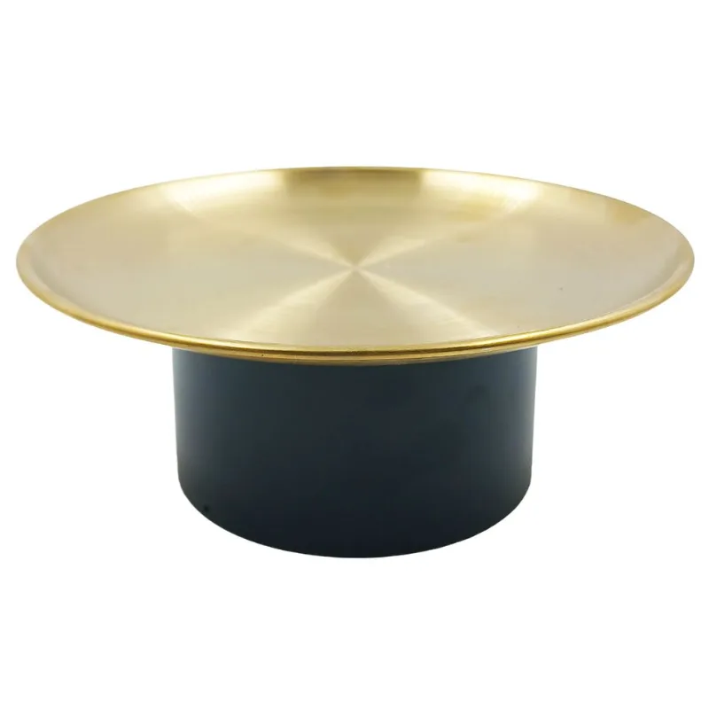 Bandeja C/ Suporte Redonda Decorativa 17x7cm em Aço Inox Moment